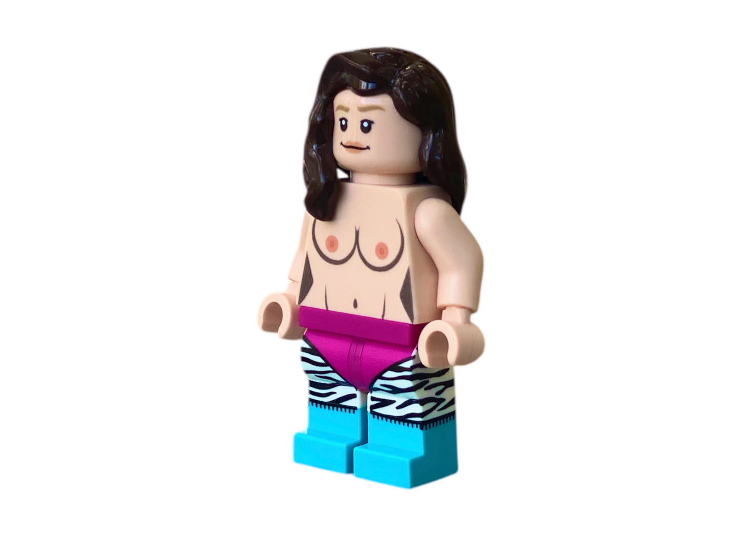 Nackte Bausteinfigur mit Brüsten & Zebraleggins