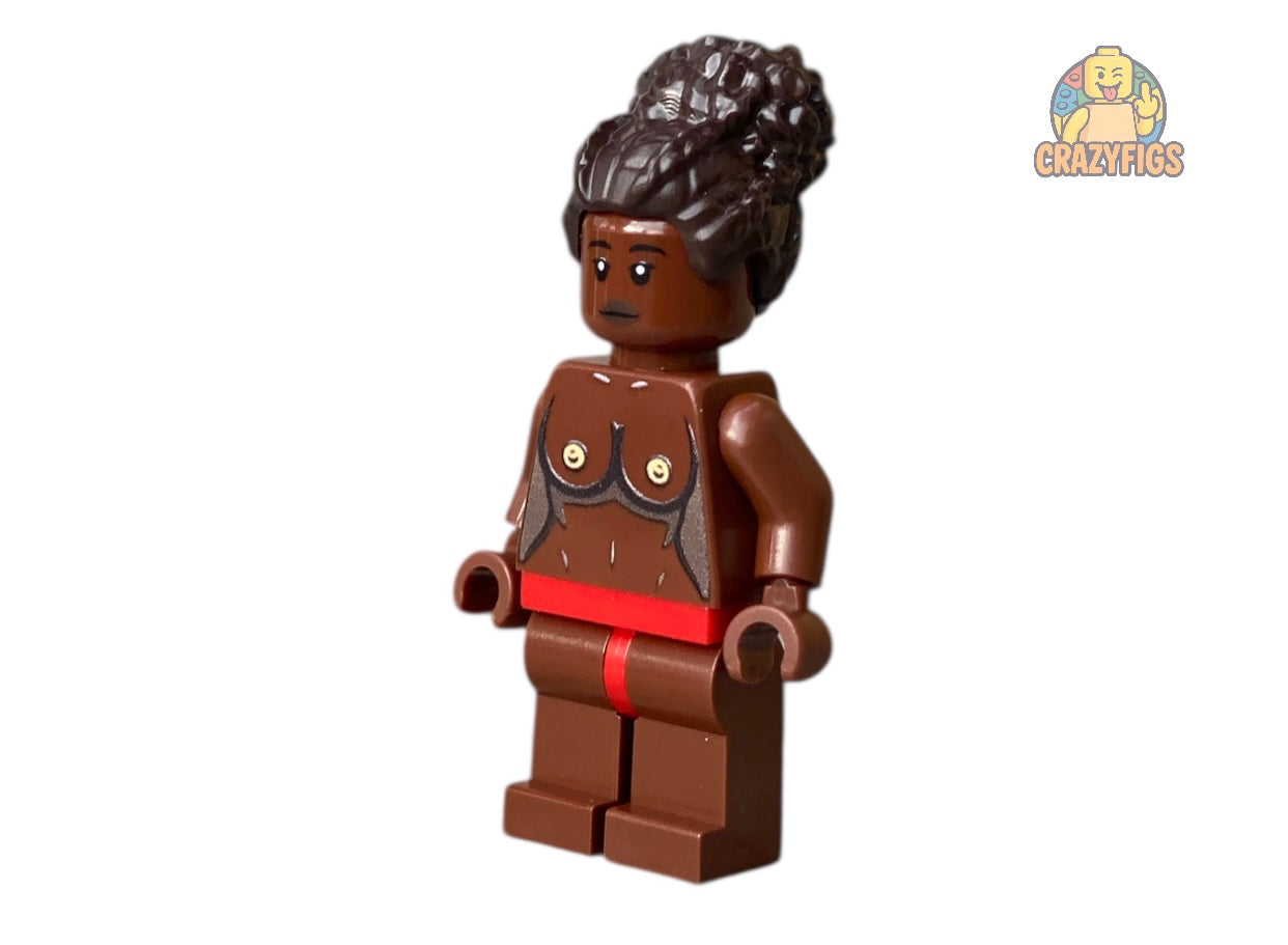 Nackte Bausteinfigur mit Brüsten - brown
