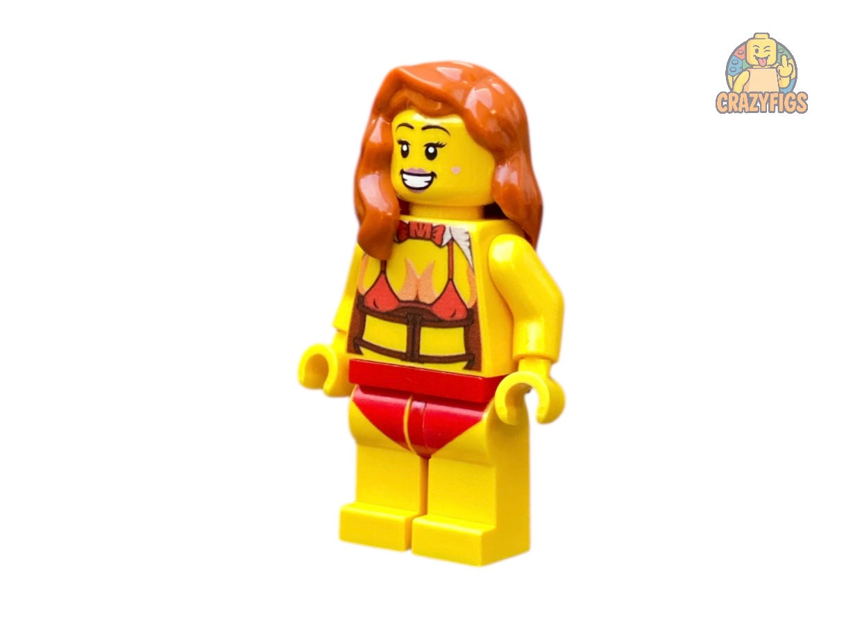 Sexy Bausteinfigur in rotem Dessous
