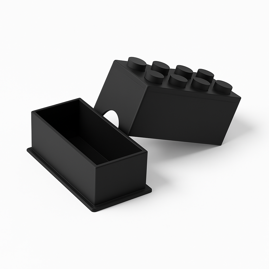 Aufbewahrungsdose im Klemmbaustein-Design
