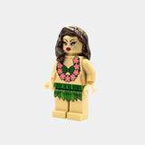 Hula Tänzerin Hawaii Stil Bausteinfigur - brick yellow