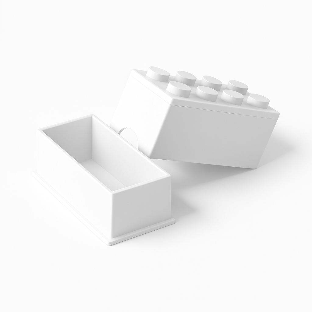 Aufbewahrungsdose im Klemmbaustein-Design