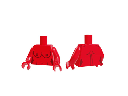 Nackter Baustein Torso mit Brüsten rot