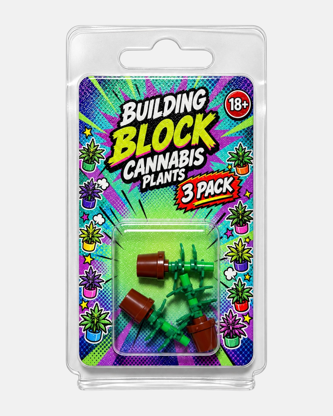 Fake Cannabis Baustein Pflanze - 3er Set