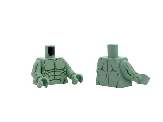 Muskulöser Baustein Torso mit Sixpack sand green
