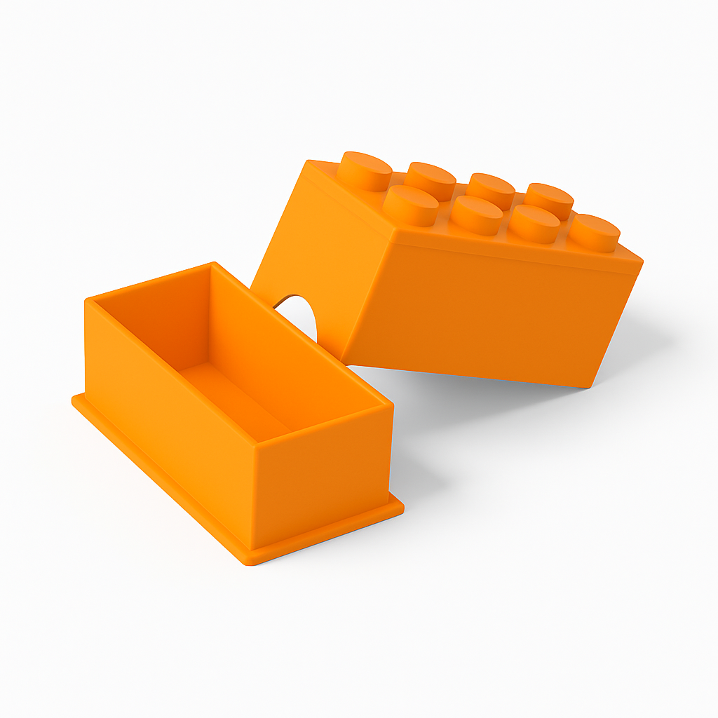 Aufbewahrungsdose im Klemmbaustein-Design