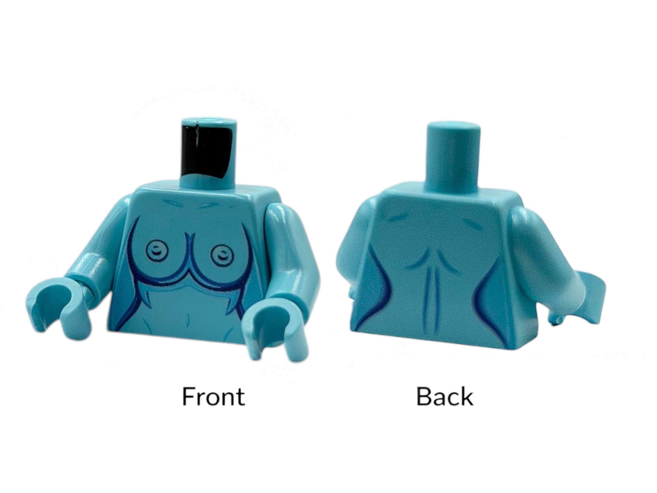 Nackter Baustein Torso mit Brüsten - medium azure