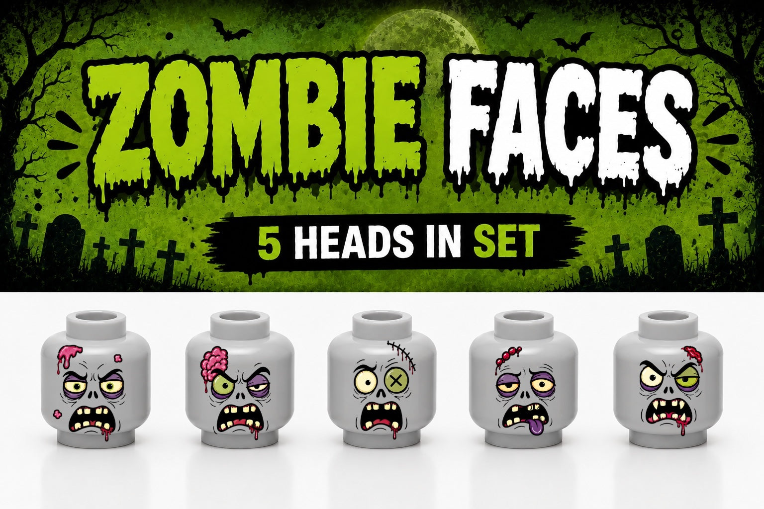 Zombie Köpfe 5er Set